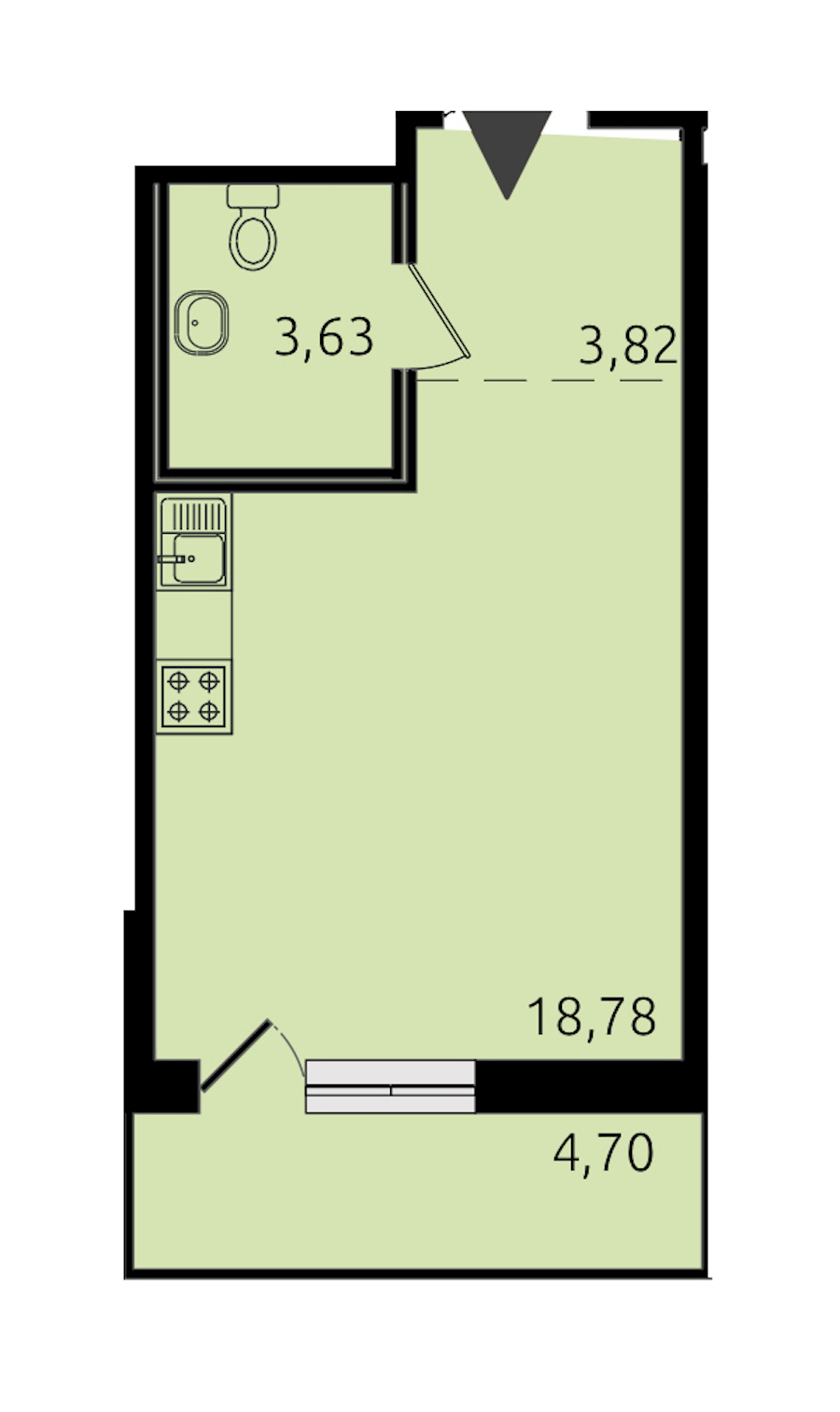 Квартира студия 26.64 м², 14/20 эт., ЖК «Новые горизонты 2»